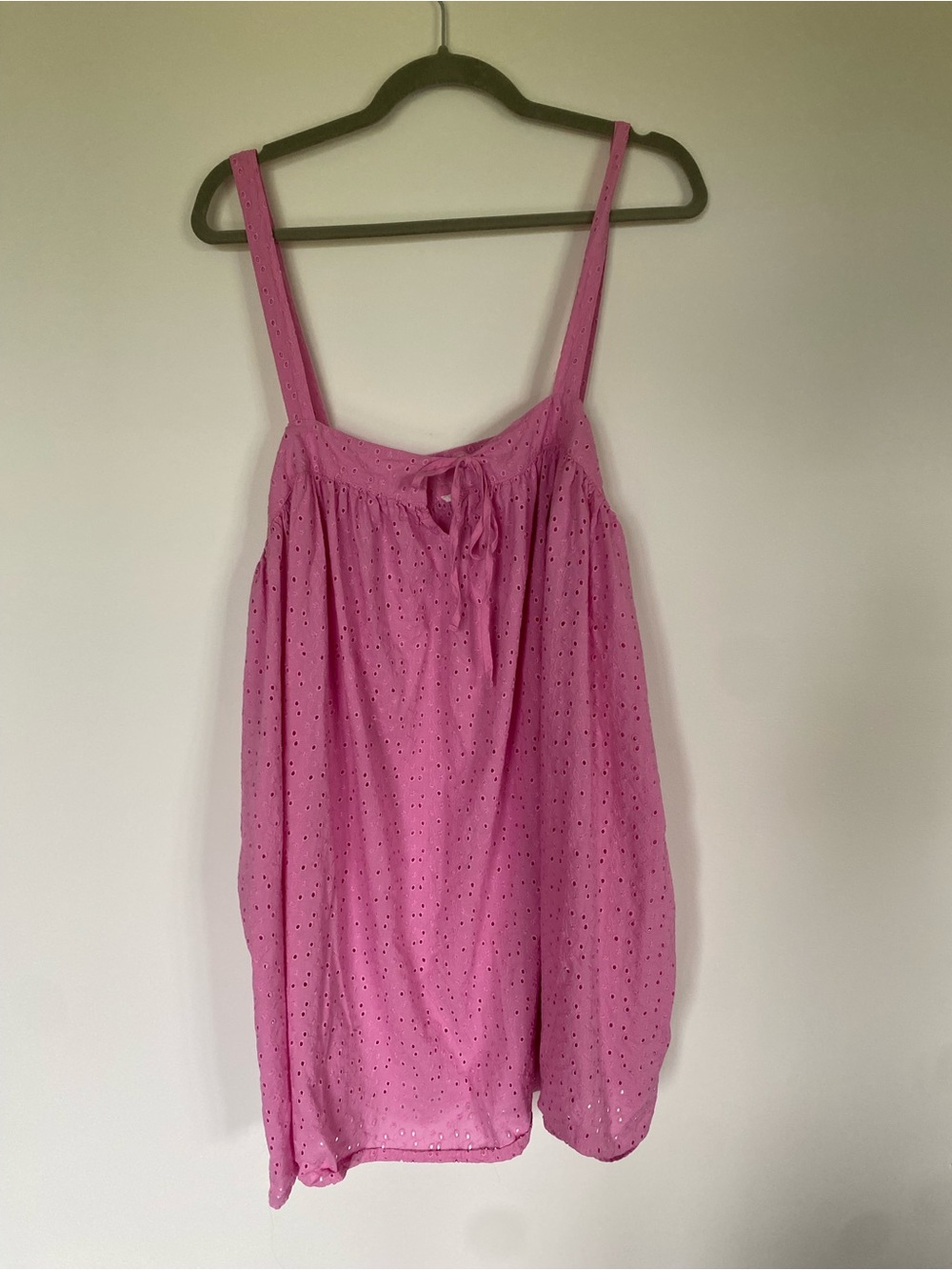 Aerie Pink Eyelet Tie-Front Dress